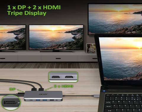 Acer 12in1 Type C dongle | Zilver