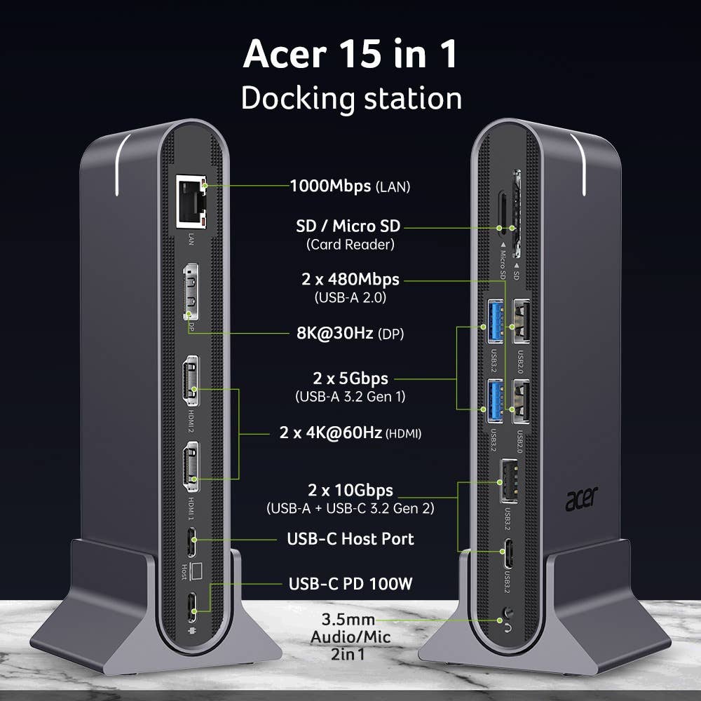 Acer USB-C universeel dockingstation 15-in-1