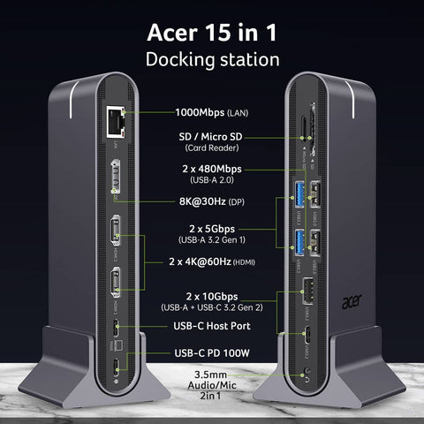 Acer USB-C universeel dockingstation 15-in-1