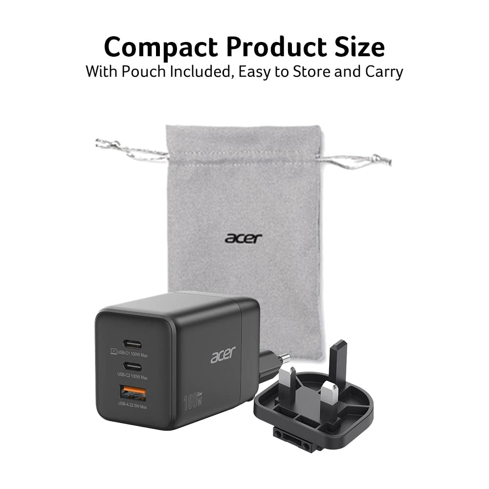 Acer 100W GaN Oplader met afneembare EU/UK-stekkers
