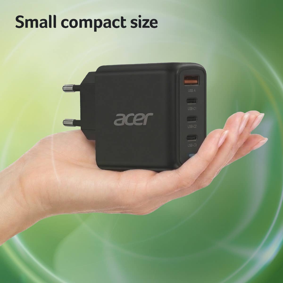 Acer 100W GaN PD Oplader, USB-poorten: 3C+1A, EU-stekker